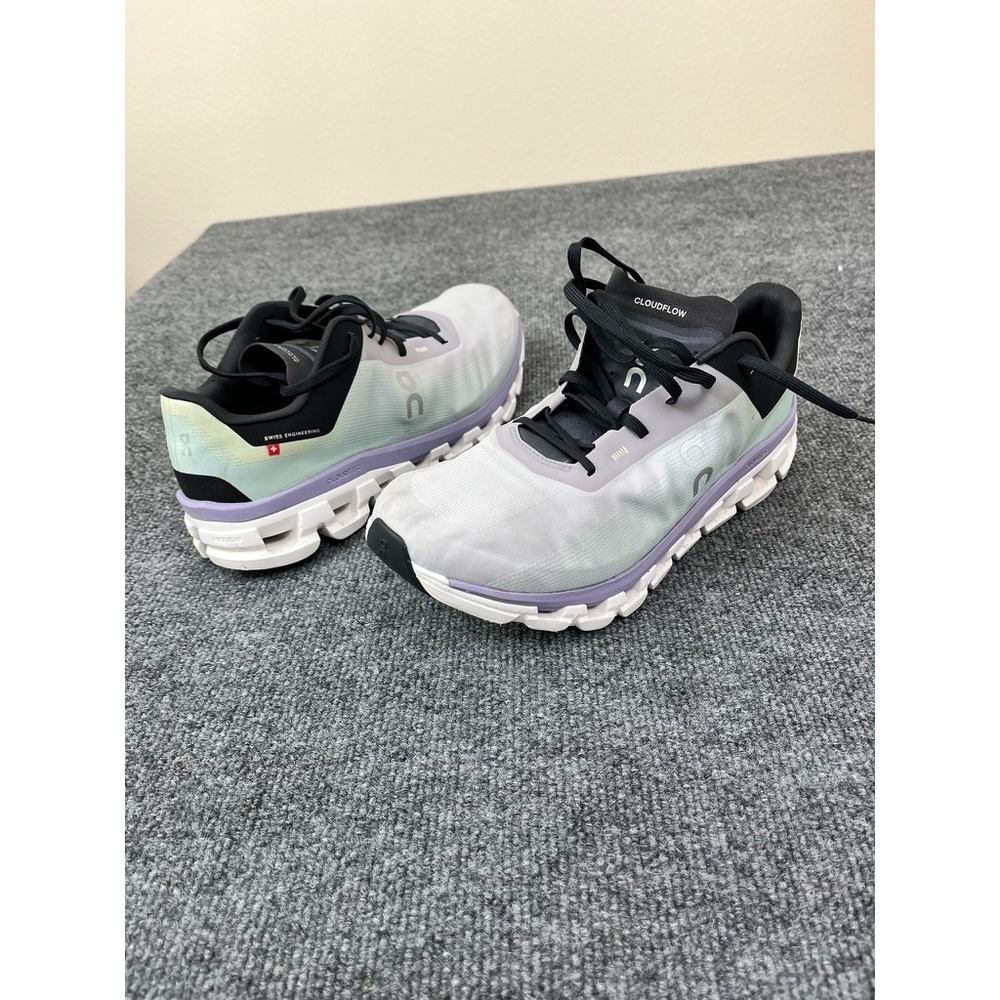 On Cloudflow 4 Womens Size 11 Green Purple Black Athletic Running Shoes Sneakers